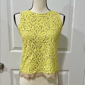 Ann Taylor Yellow Lace Nude Underlay Top Sz 2P
